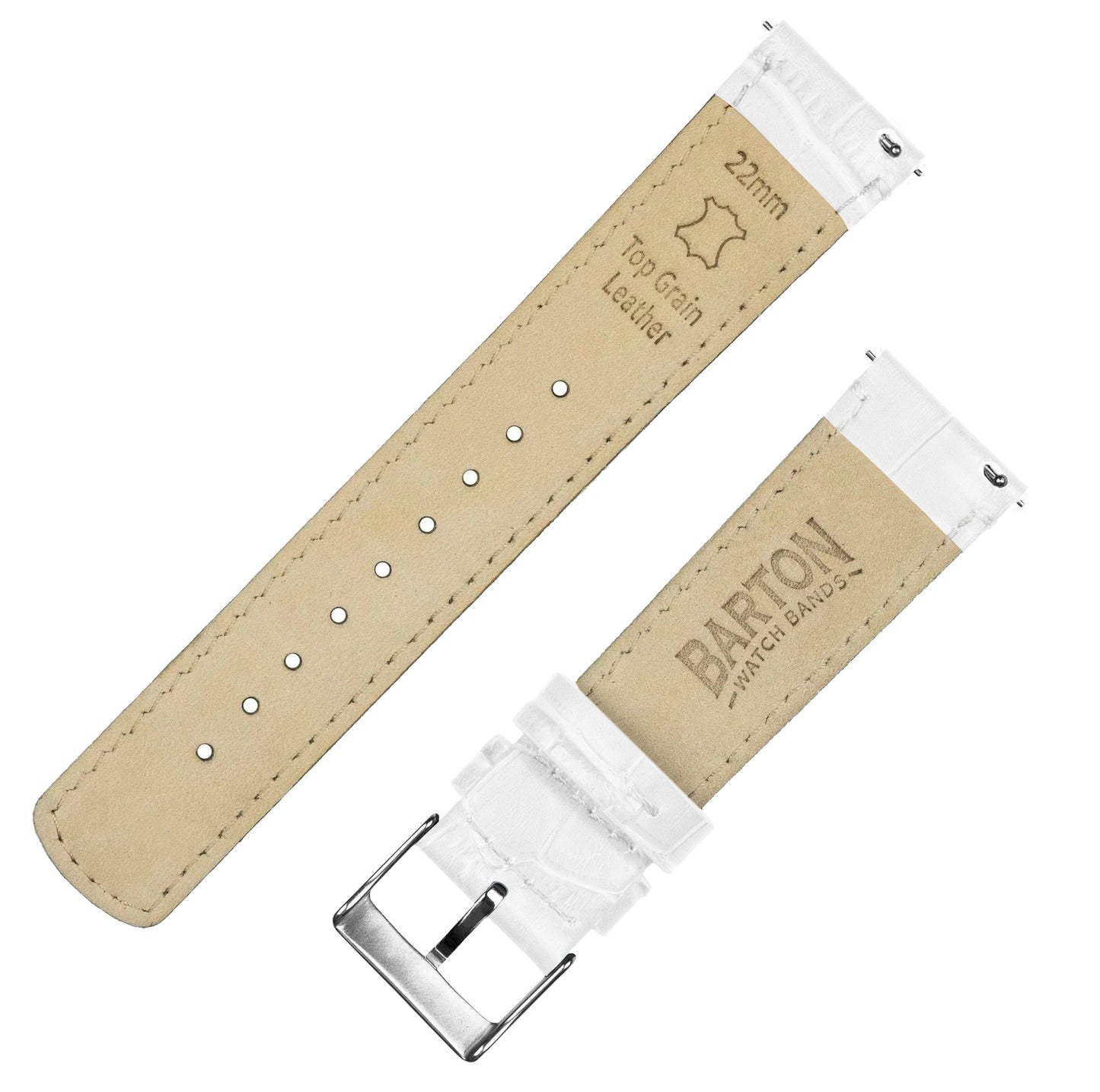 White Alligator Grain Leather Watch Band