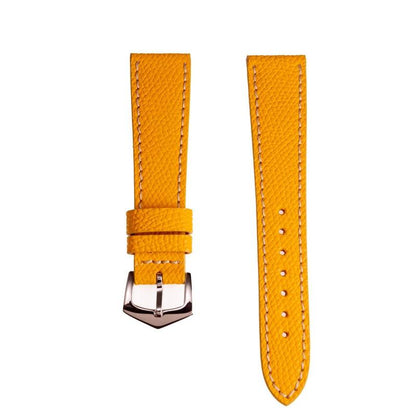 Yellow Hammered Calfskin Ecru Stitches Watch strap