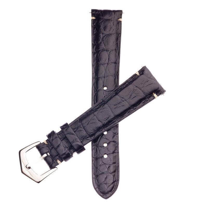 Apple Watch Leather Band ™  Black Alligator Minimal Stitches