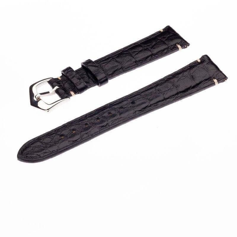 Apple Watch Leather Band ™  Black Alligator Minimal Stitches