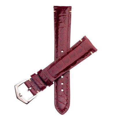 Apple Watch Leather Band ™  Burgundy Alligator Millennium Minimal Stitches Watch Strap