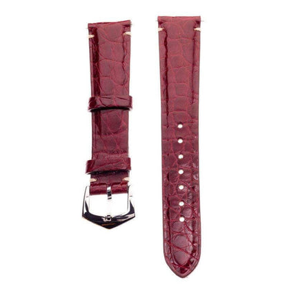 Apple Watch Leather Band ™  Burgundy Alligator Millennium Minimal Stitches Watch Strap