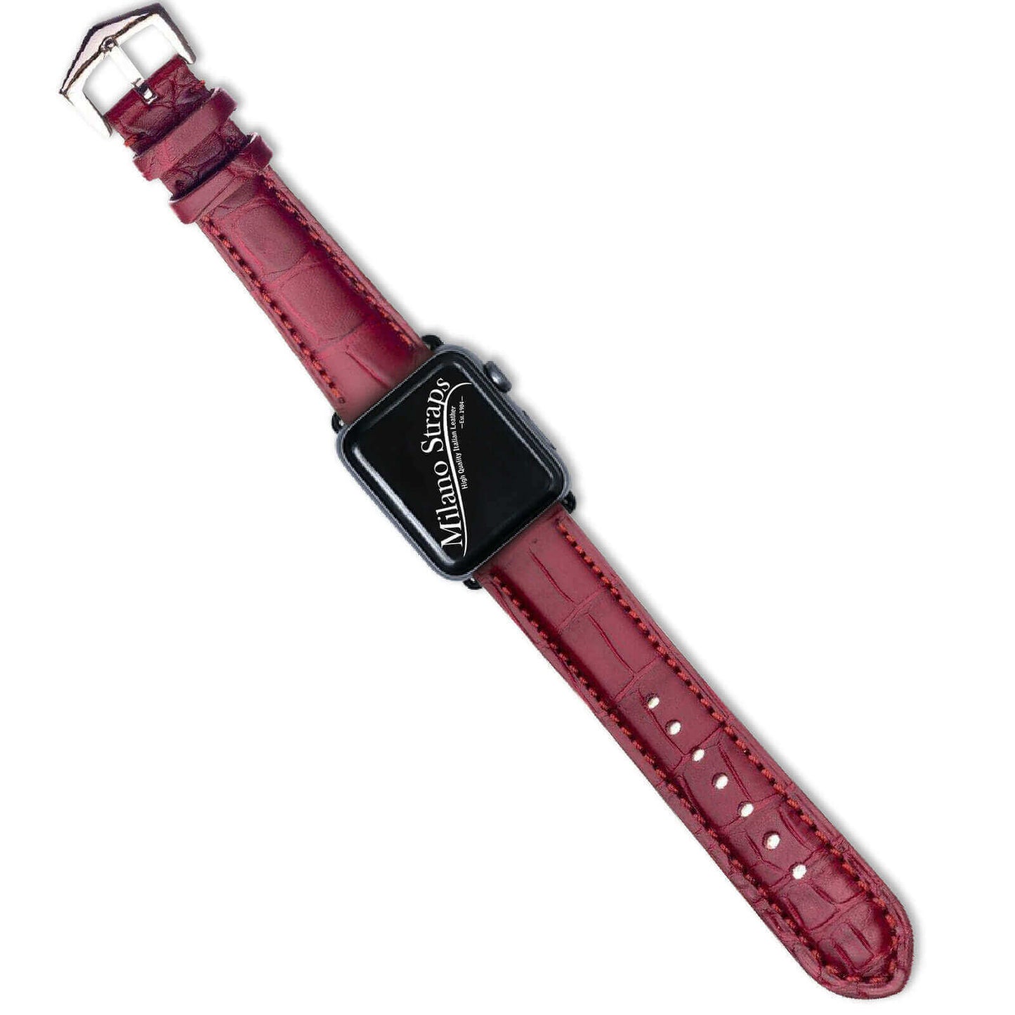 Apple Watch Leather Band ™  Burgundy Matt Alligator Watch Strap