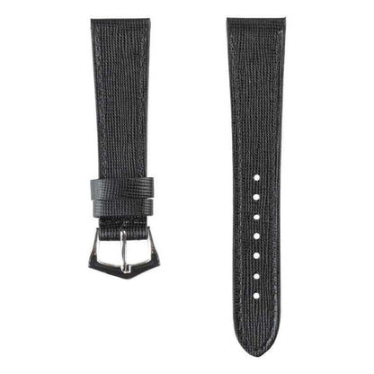 Black Saffiano  Leather Watch Strap Tone Stitches