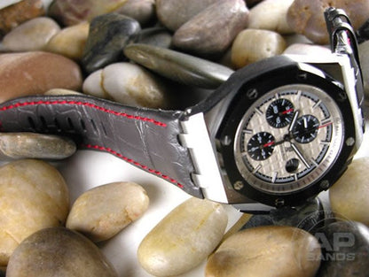 Capolavoro Charcoal Grey Alligator Leather Strap For Audemars Piguet Royal Oak Offshore 44mm Chronograph