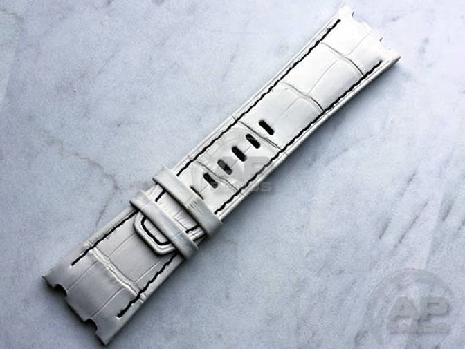 Capolavoro White Alligator Leather Strap For Audemars Piguet Royal Oak Offshore 44mm Chronograph 26400