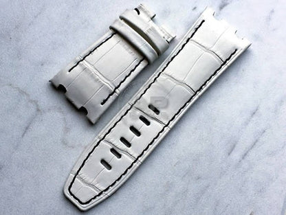 Capolavoro White Alligator Leather Strap For Audemars Piguet Royal Oak Offshore 44mm Chronograph 26400