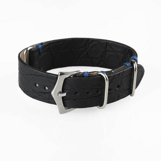 Crocodile Black and Blue Military Watch Strap