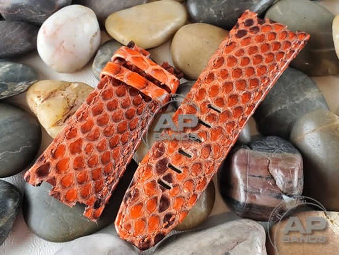 Pitone Orange Python Leather Strap For Audemars Piguet Royal Oak Offshore Diver OEM