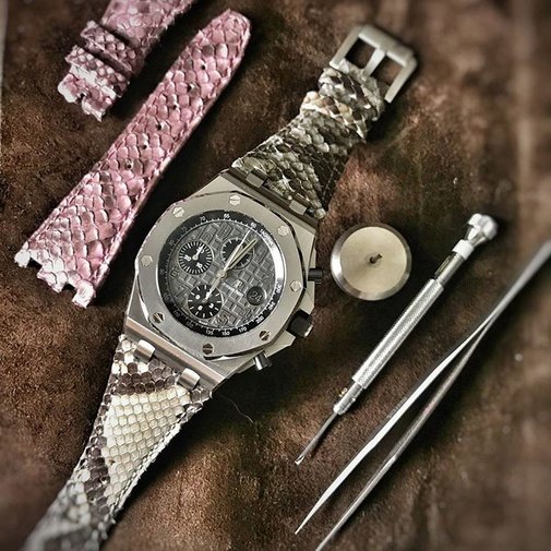 Pitone Grey Python Leather Strap For Audemars Piguet Royal Oak Offshore