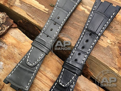 Capolavoro Smoke Grey Alligator Leather Strap For Audemars Piguet Royal Oak Offshore