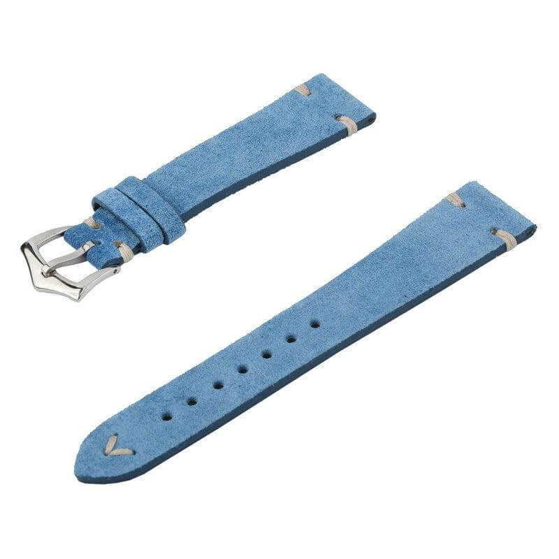 Light Blue Suede Vintage Leather Watch Strap