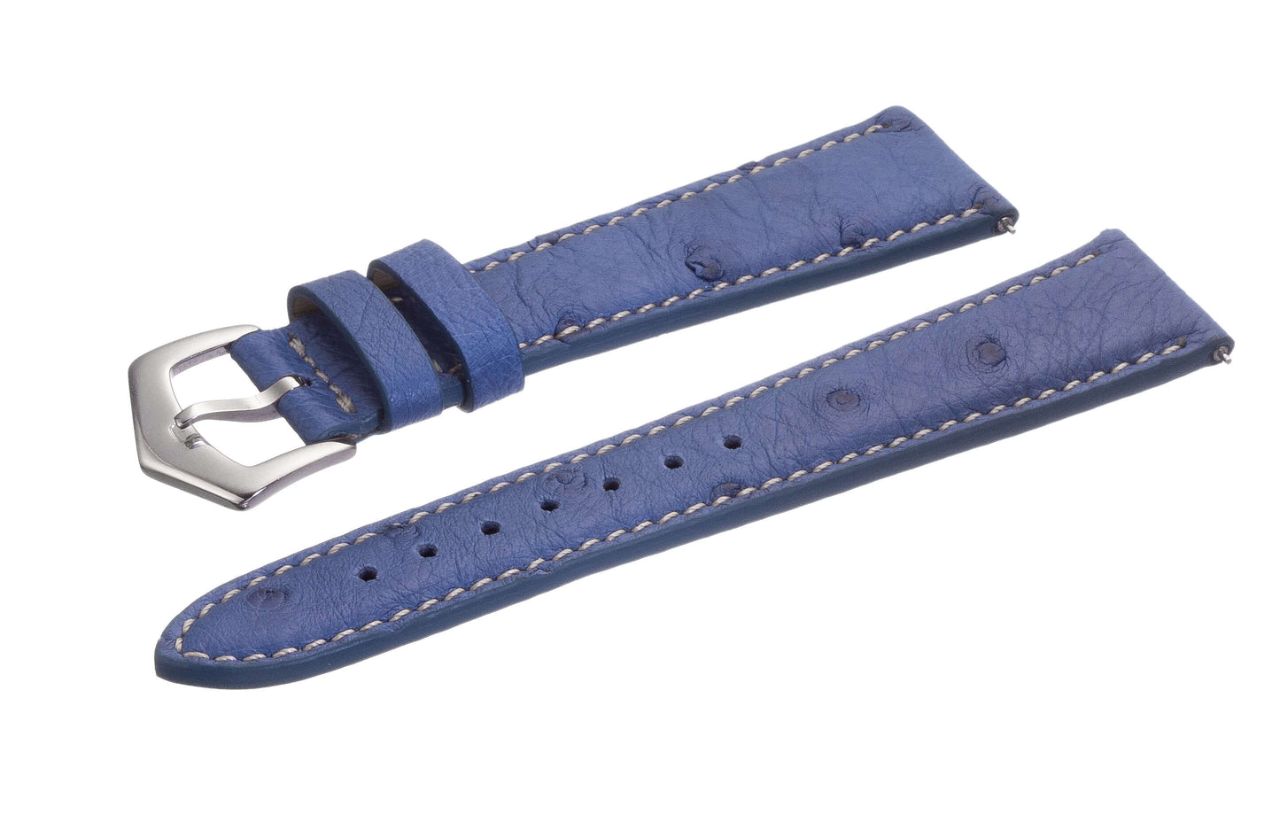 Light Blue Ostrich Leather Watch Band