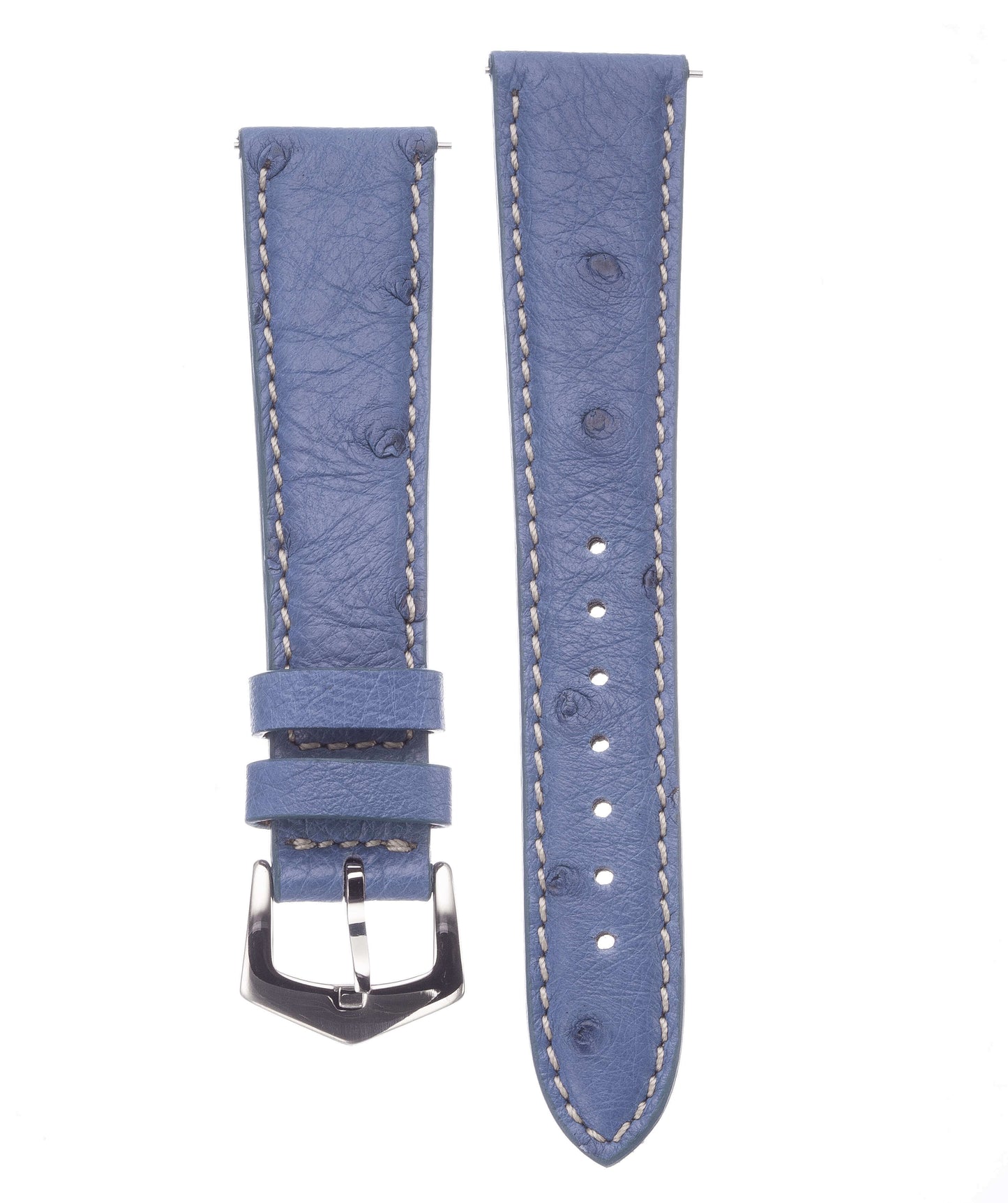 Light Blue Ostrich Leather Watch Band