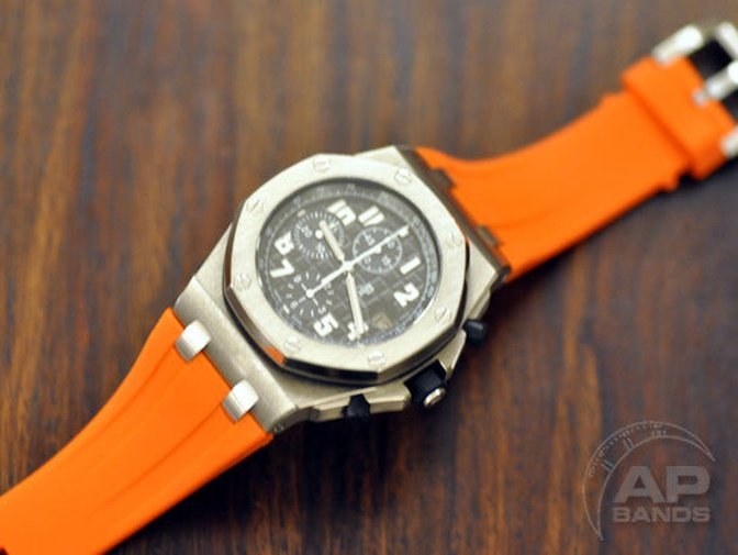 Scuta 100% Rubber Strap Orange For Audemars Piguet Royal Oak Offshore