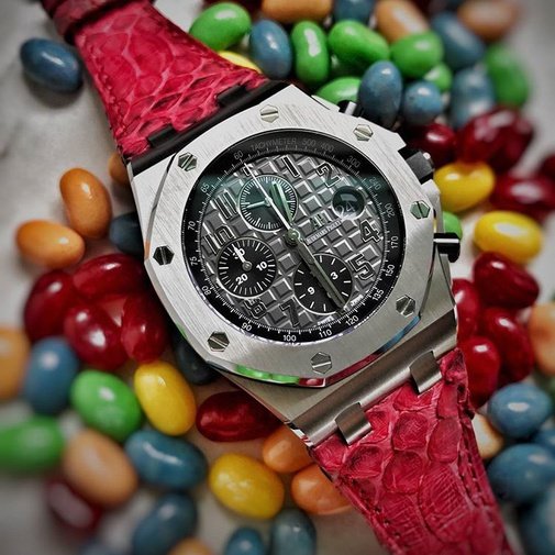 Pitone Red Python Leather Strap For Audemars Piguet Royal Oak Offshore