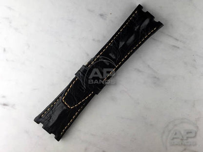 Particolare Capolavoro Black Hornback Crocodile Leather For Audemars Piguet Royal Oak Offshore 44mm 26400