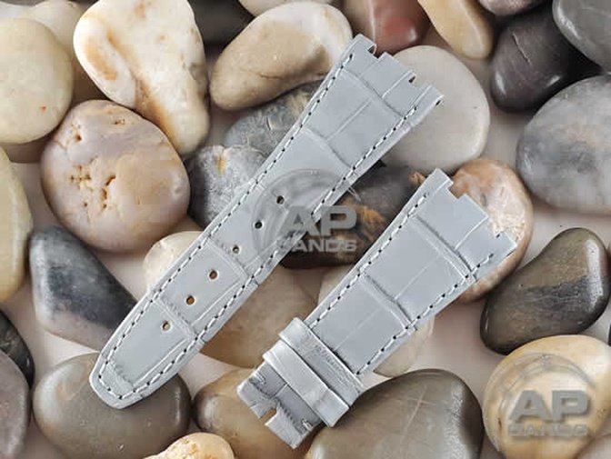 Capolavoro Light Grey Alligator Leather Strap For Audemars Piguet Royal Oak