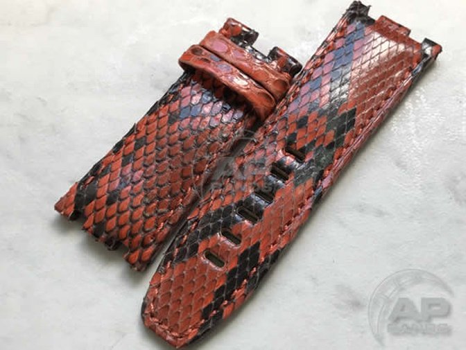 Pitone Orange Python Leather Strap For Audemars Piguet Royal Oak Offshore 44mm Chronograph 26400