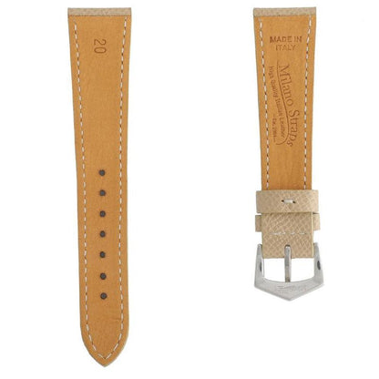 Sand Hammered Calfskin Ecru Stitches Watch strap