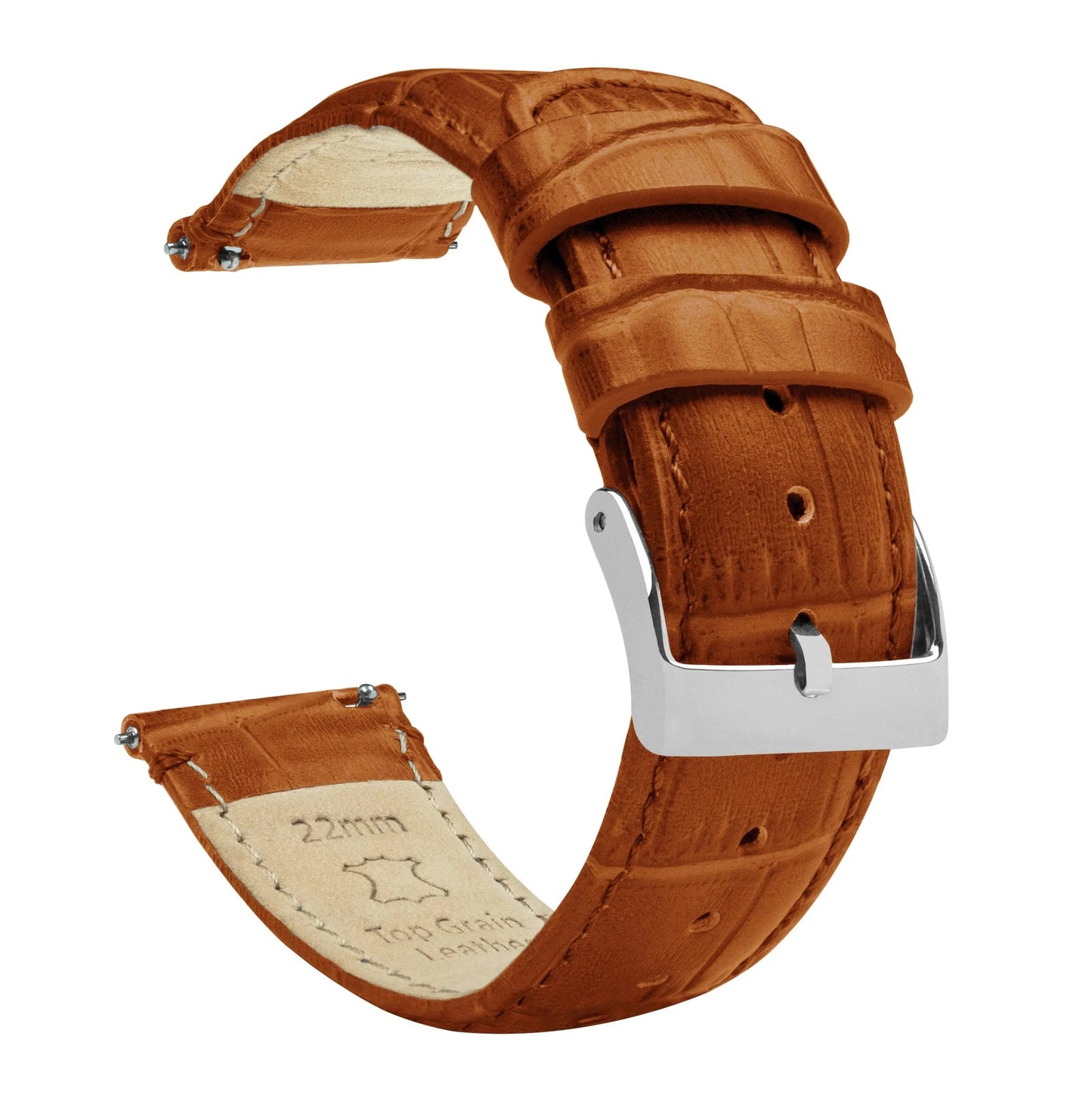 Omega Moonswatch Toffee Brown Alligator Grain Leather Watch Band