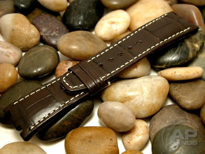 Wider 24mm Taper Capolavoro Dark Brown Alligator Leather Strap For Audemars Piguet Royal Oak Offshore