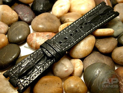 Wider 24mm Taper Particolare Capolavoro Black Hornback Leather Strap For Audemars Piguet Royal Oak Offshore