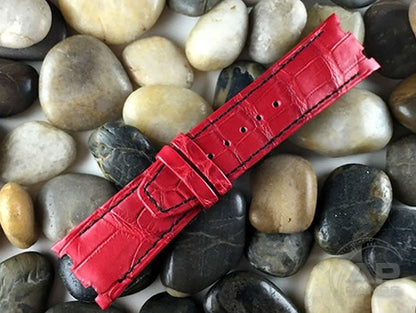 Wider 24mm Taper Capolavoro Fire Engine Red Alligator Leather Strap For Audemars Piguet Royal Oak Offshore