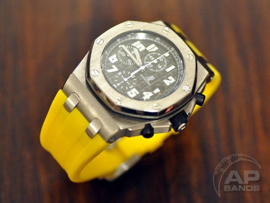 Scuta 100% Rubber Strap Yellow For Audemars Piguet Royal Oak Offshore