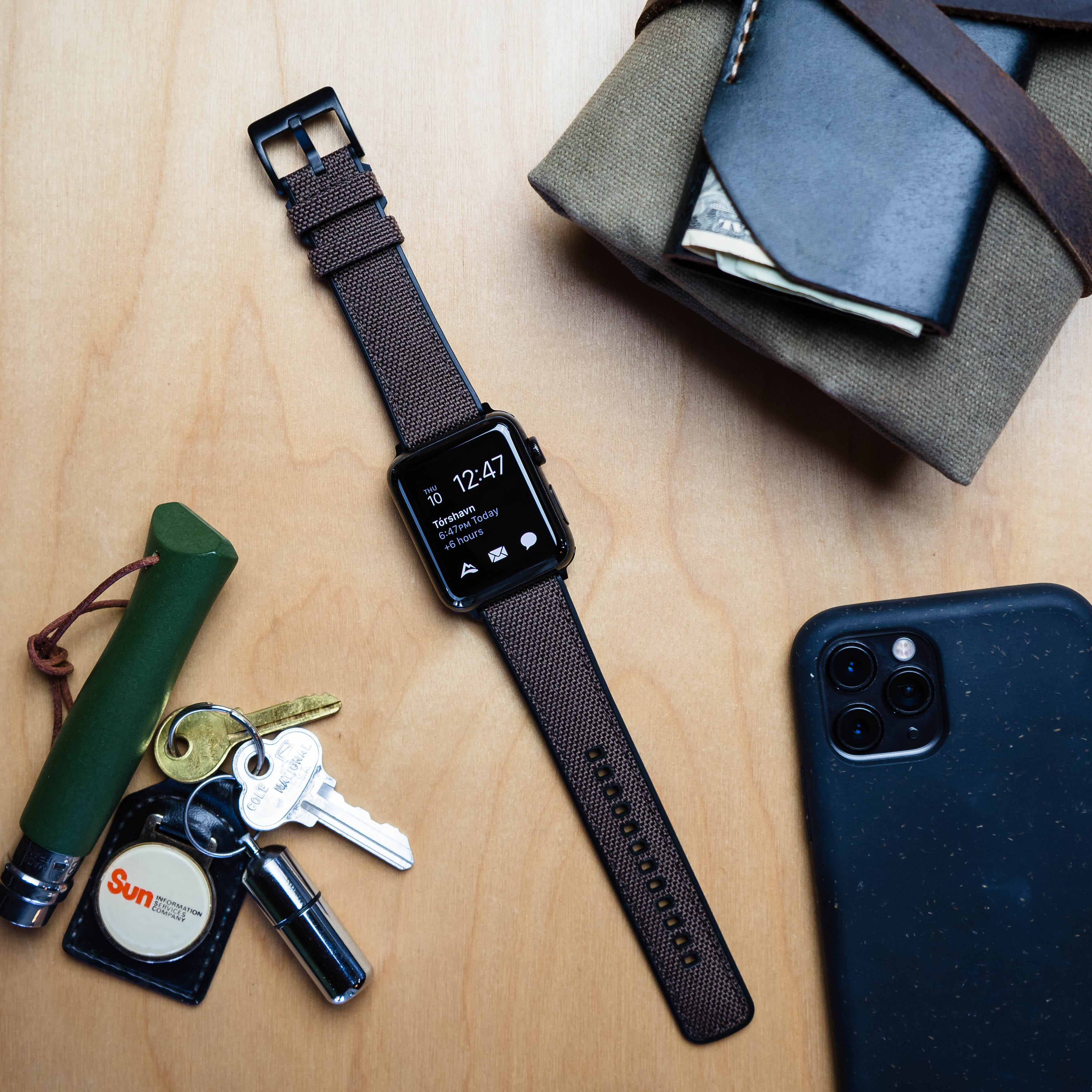 Apple Watch Chocolate Brown Cordura Fabric And Silicone Hybrid