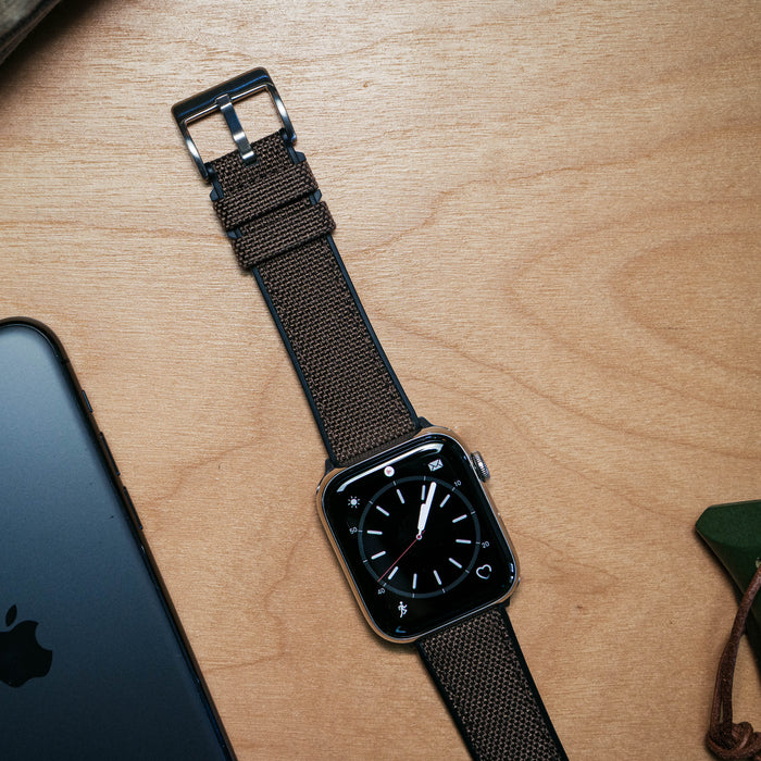 Apple Watch | Chocolate Brown Cordura Fabric and Silicone Hybrid - Barton Watch Bands