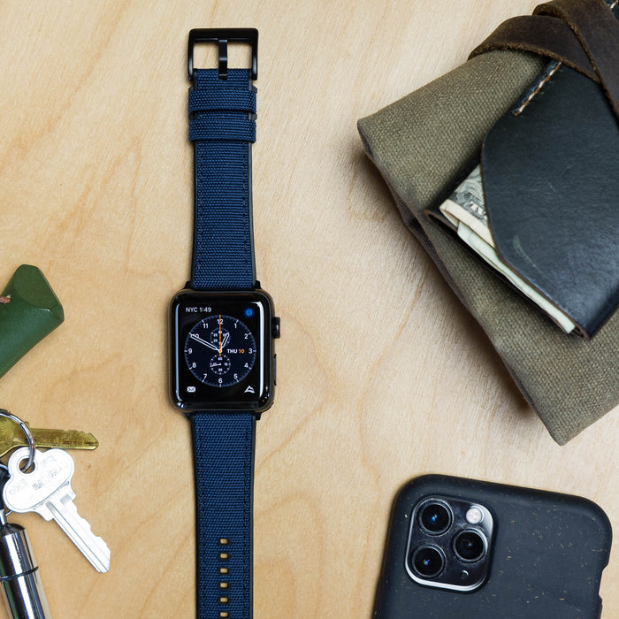 Apple Watch | Navy Blue Cordura Fabric and Silicone Hybrid - Barton Watch Bands