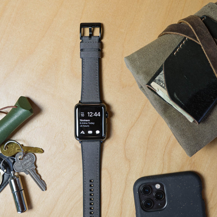 Apple Watch | Smoke Grey Cordura Fabric and Silicone Hybrid - Barton Watch Bands