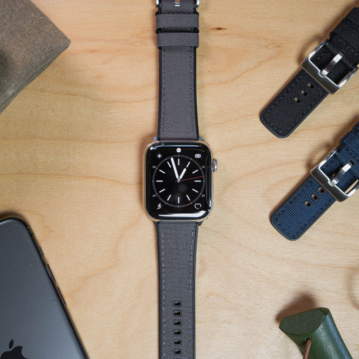 Apple Watch | Smoke Grey Cordura Fabric and Silicone Hybrid - Barton Watch Bands