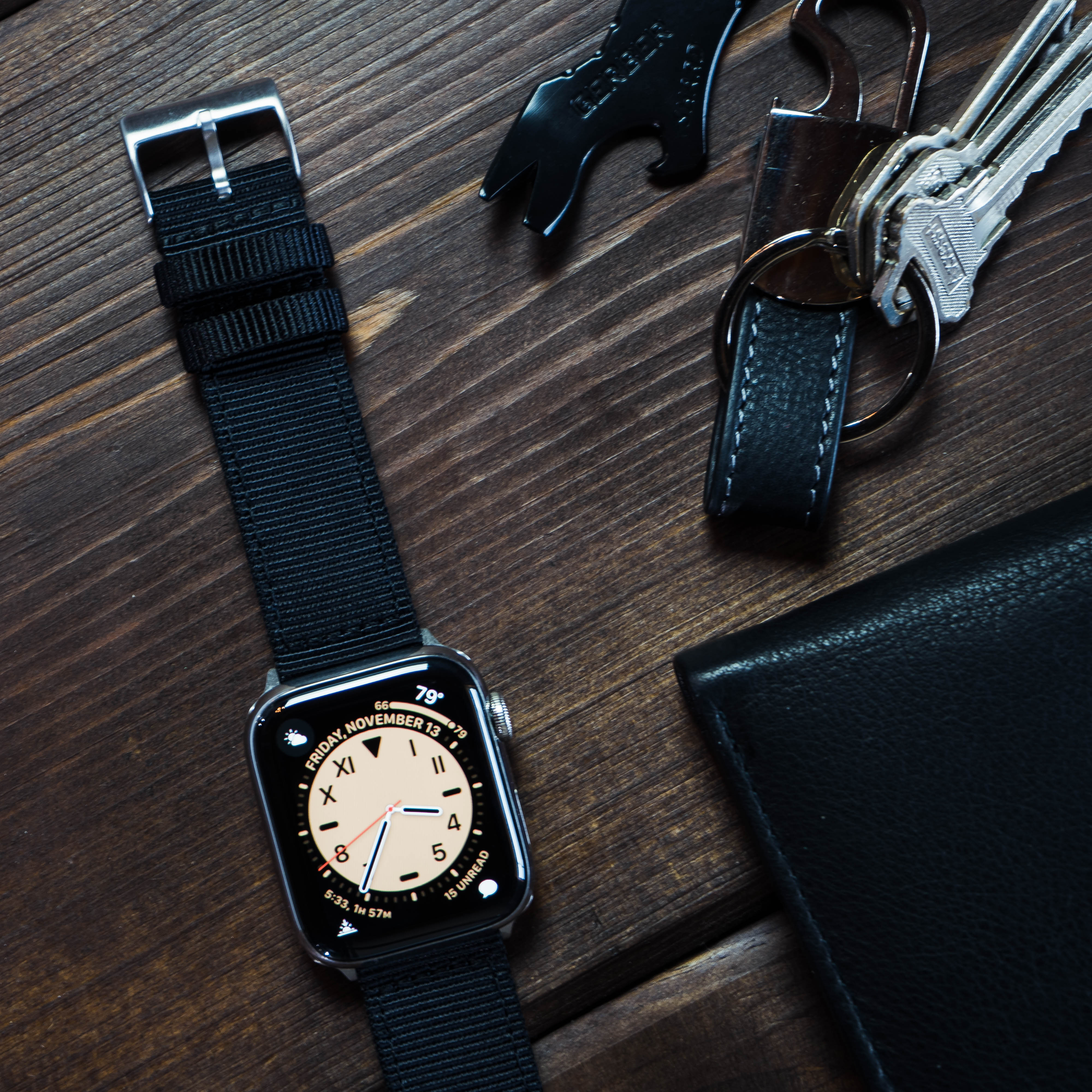 Apple Watch Two Piece NATO Style Black Watch Band