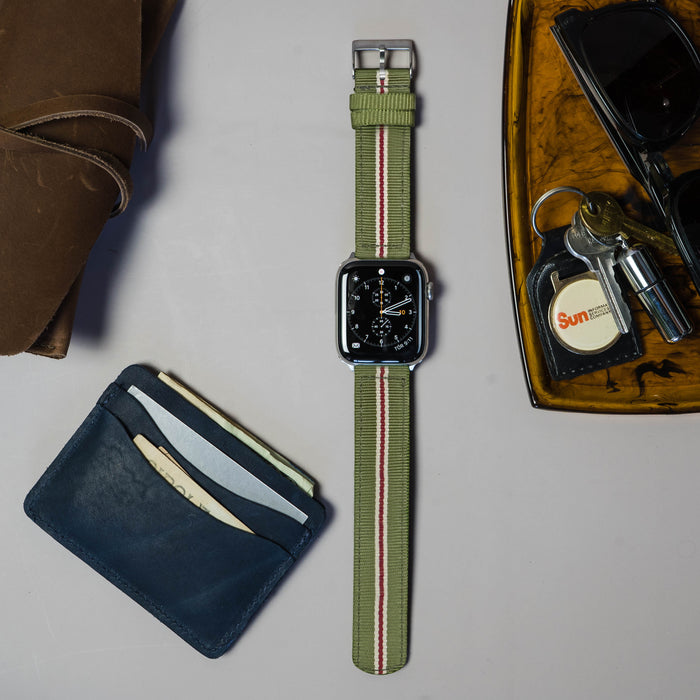 Apple Watch | Two-piece NATO® style | Army Green & Crimson - Barton Watch Bands