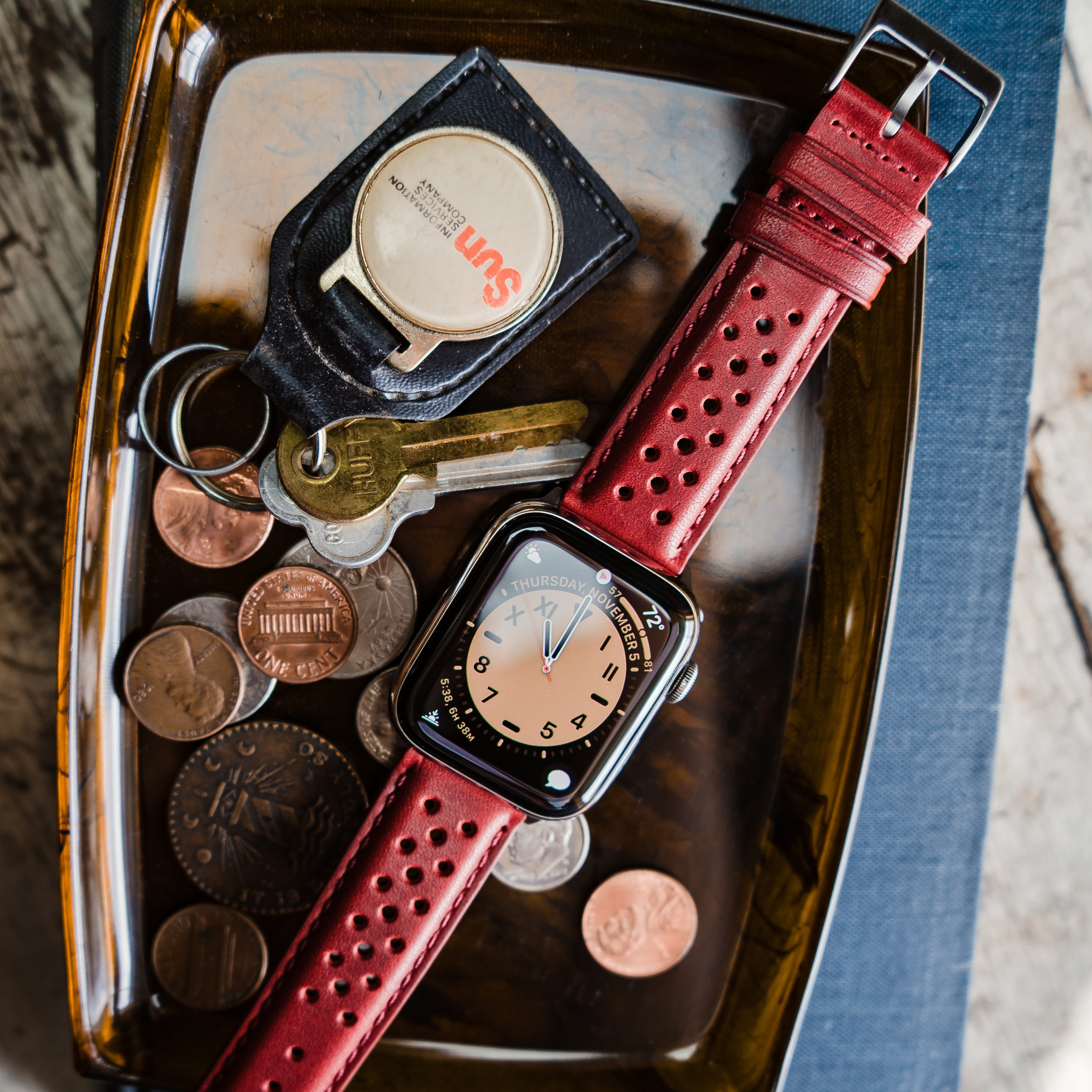 Apple Watch Crimson Red Racing Horween Leather Watch Band – Barton