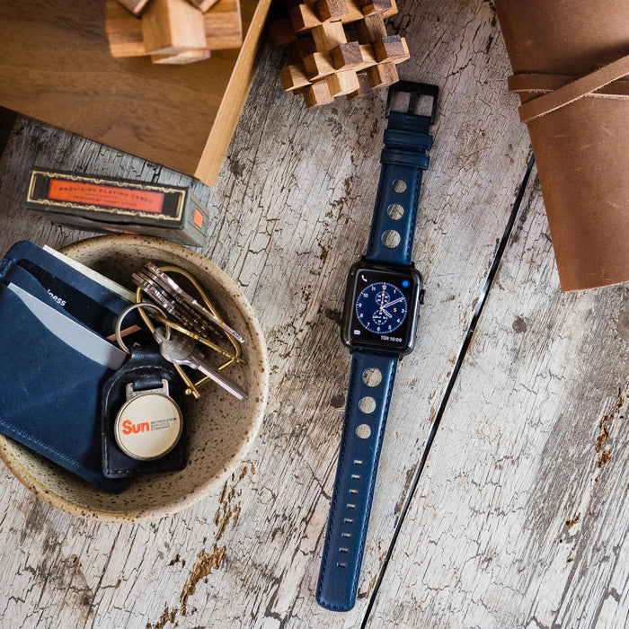 Apple Watch | Navy Blue Rally Horween Leather - Barton Watch Bands