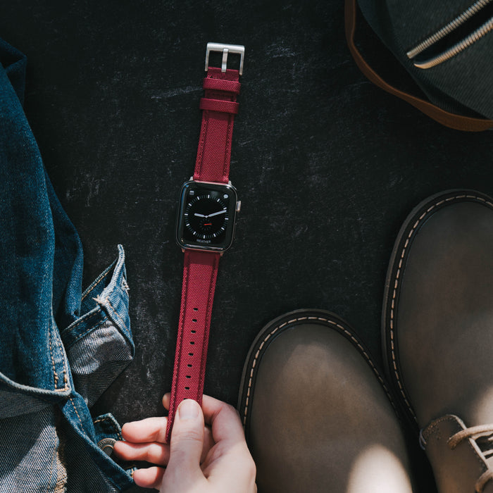 Apple Watch | Red Raspberry Sailcloth - Barton Watch Bands