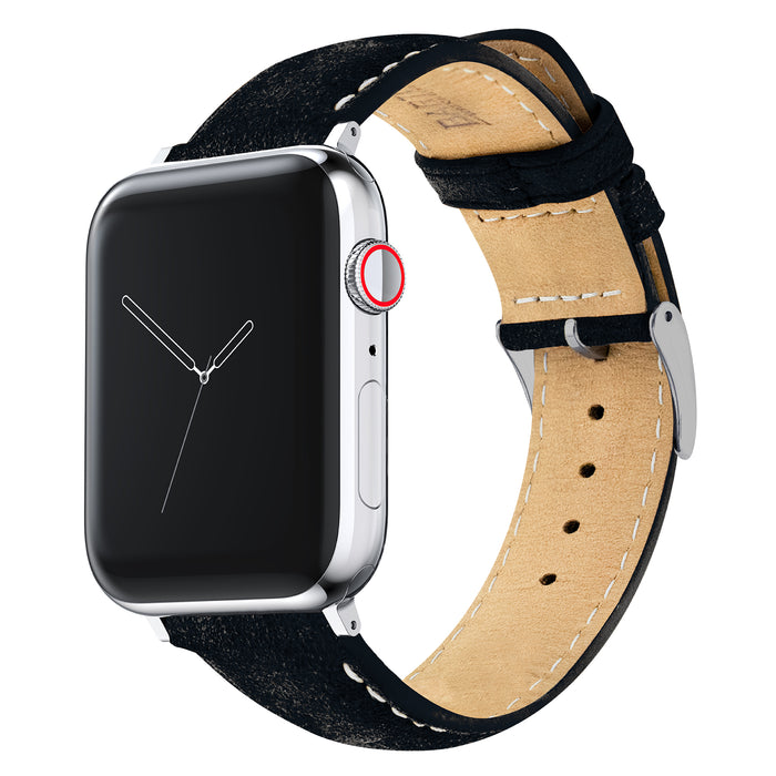 Apple Watch | Black Suede & Linen White Stitching - Barton Watch Bands