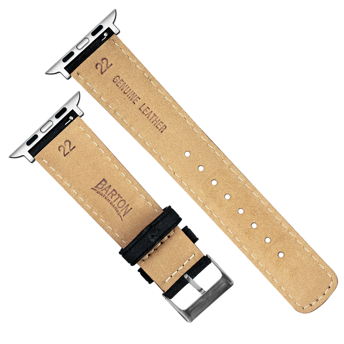 Apple Watch | Black Suede & Linen White Stitching - Barton Watch Bands