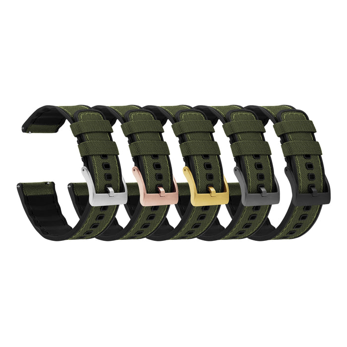 Army Green Cordura Fabric and Silicone Hybrid - Barton Watch Bands