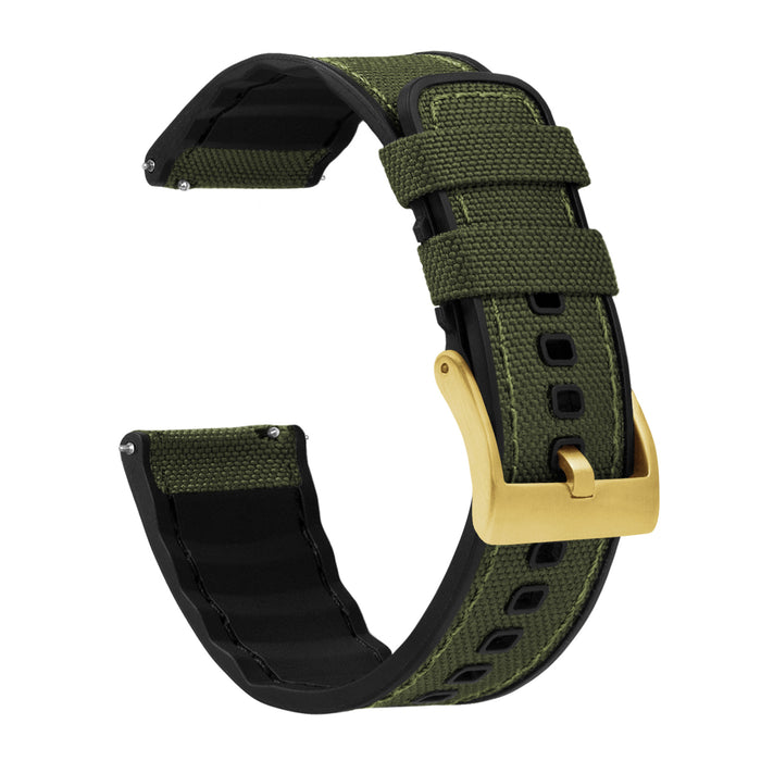 Army Green Cordura Fabric and Silicone Hybrid - Barton Watch Bands