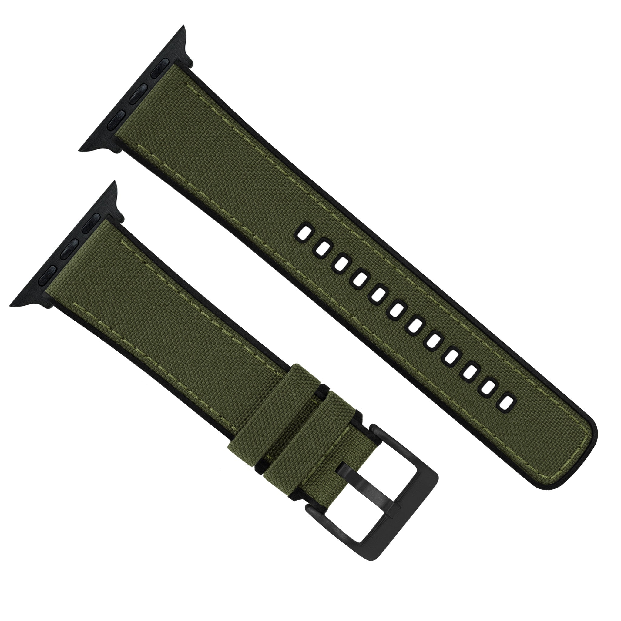 Apple Watch Army Green Cordura Fabric And Silicone Hybrid Watch Band ...