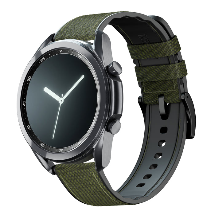 Samsung Galaxy Watch3 | Cordrua Fabric & Silicone Hybrid | Army Green - Barton Watch Bands