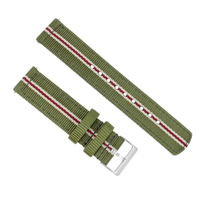 Samsung Galaxy Watch | Two-Piece NATO Style | Army Green & Crimson - Barton Watch Bands