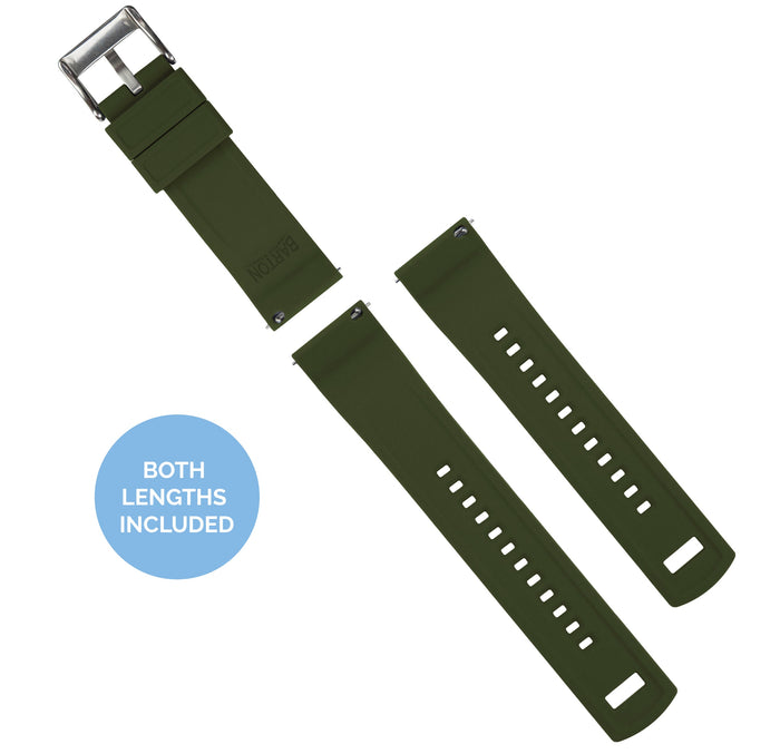 Samsung Galaxy Watch5 | Elite Silicone | Black Top / Army Green Bottom - Barton Watch Bands