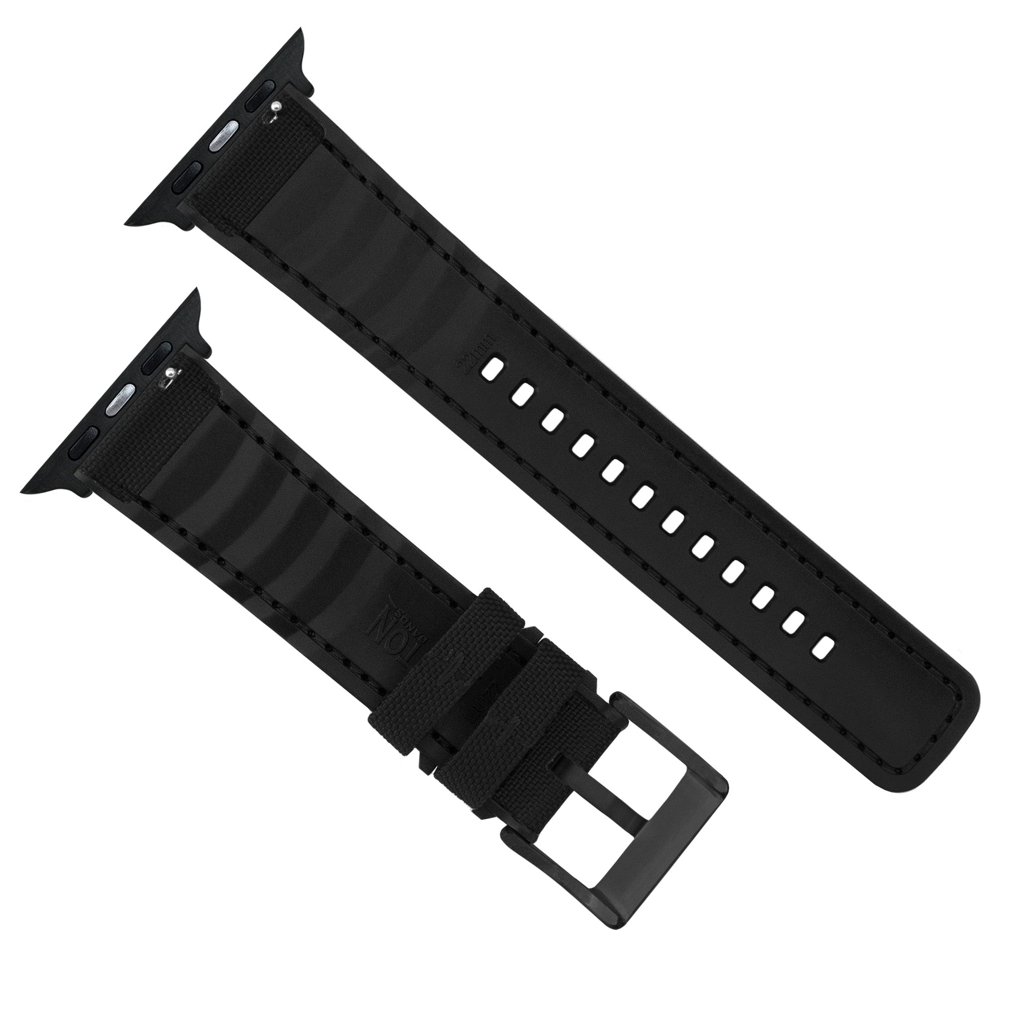 Apple Watch Black Cordura Fabric And Silicone Hybrid Watch Band