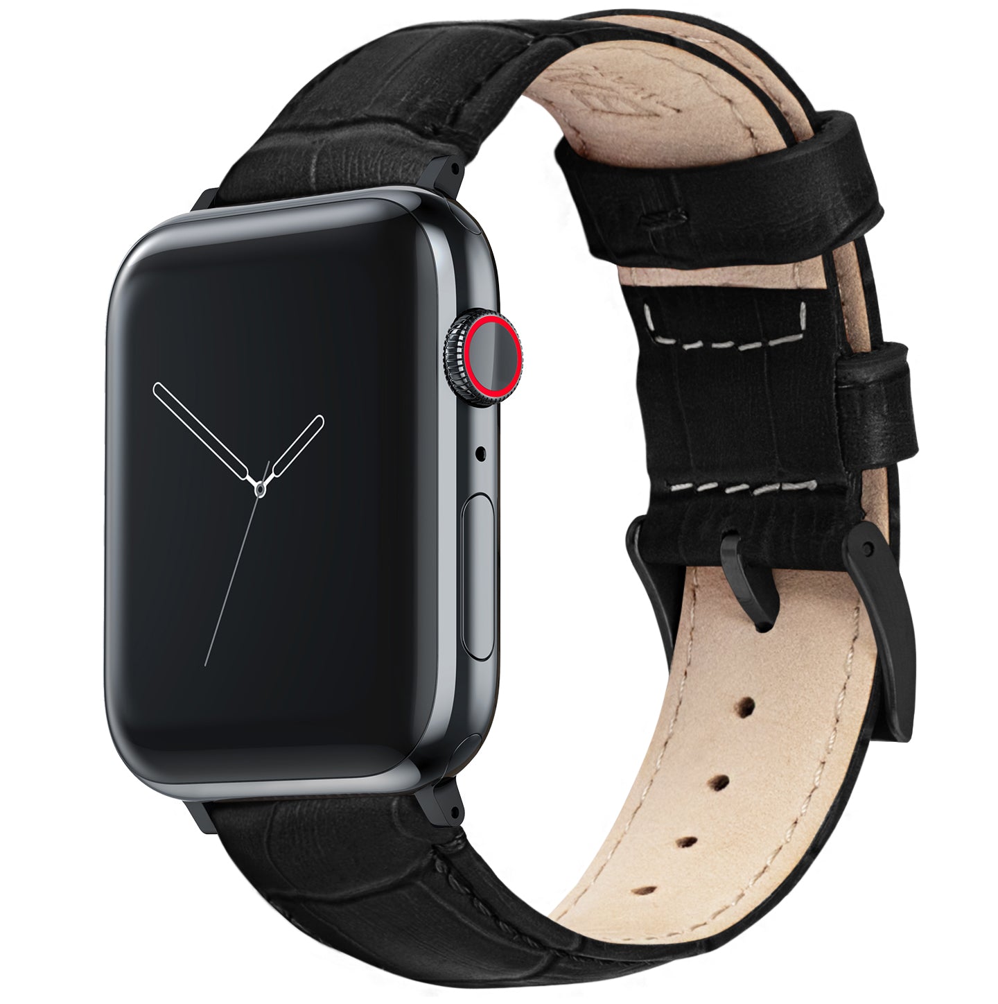 Apple Watch Black Alligator Grain Leather Watch Band Barton