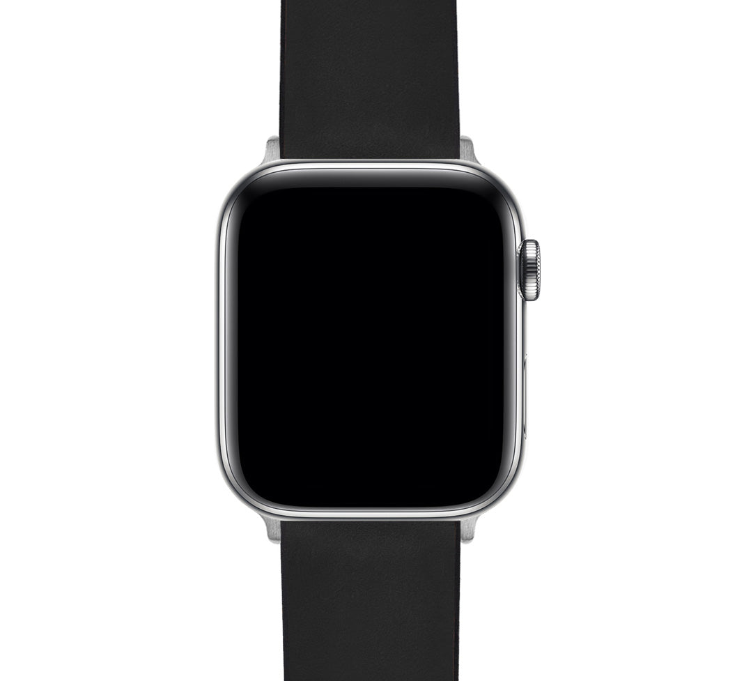 Black Leather Rubber Hybrid Apple Watch Band BARTON Barton